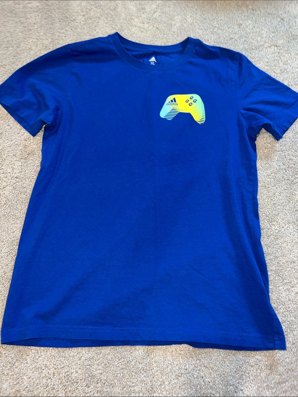 adidas Blue Tee with Neon Yellow-Green Logo